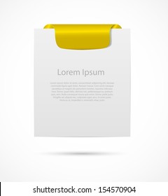  White card with  ribbon vector illustration