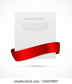  White card with  ribbon vector illustration