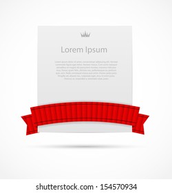  White card with  ribbon vector illustration