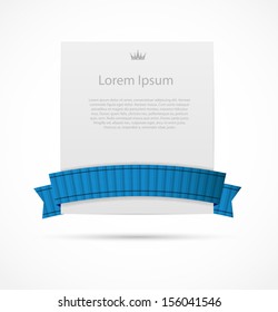  White card with  ribbon vector illustration