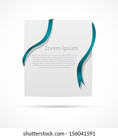  White card with  ribbon vector illustration