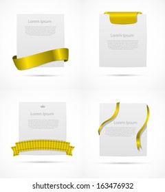  White card with  ribbon vector illustration