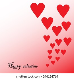 White card for Valentine's Day with red hearts