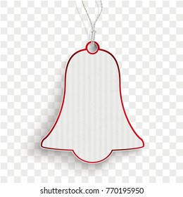 White cardboard bell hanging price sticker on the checked background.  Eps 10 vector file.