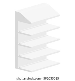 White Cardboard Blank Empty Displays With Shelves Products.