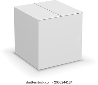 White cardboard box on white background