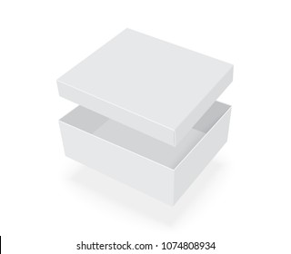 white cardboard box open easy to change colors mock up vector template