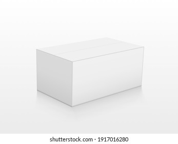 White Cardboard Box With Reflection On Floor. EPS10 Vector