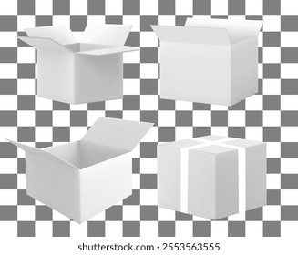 White cardboard box set. blank package product square box mockups container packages , Gradient Mesh