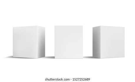 White Cardboard Box Set For Cosmetics Or Medical Product. EPS10 Vector