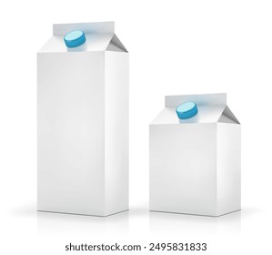 Cajas de cartón blanco para bebidas de varios tamaños. Ilustración vectorial