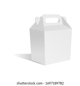 White cardboard carry boxes packaging for food isolated on white background.
