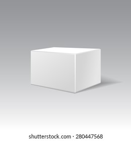White cardboard gift rectangular box. Vector packaging template.