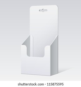 White Cardboard holder for brochures and flyers. Vector Illustration