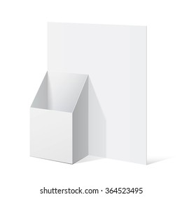 White Cardboard holder for brochures and flyers. Vector Illustration