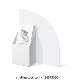 White Cardboard holder for brochures and flyers. Vector Illustration