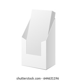 White Cardboard holder for brochures and flyers. Vector Illustration