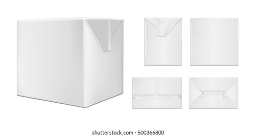 White cardboard package for beverage, juice and milk.