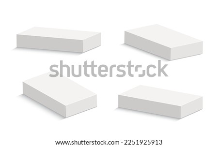 White cardboard package box template. Realistic empty box mockup for product packaging isolated on white background. Vector illustration