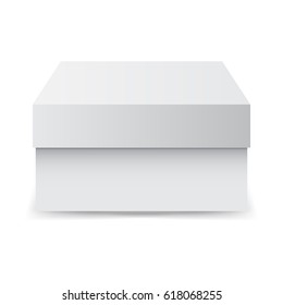 White cardboard package box. Vector illustration isolated on white background.
