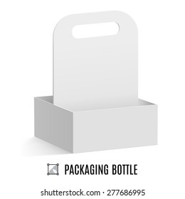 White cardboard packaging for bottles isolated on background