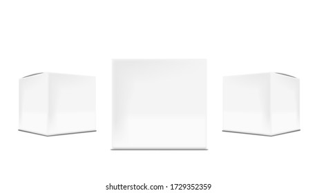 White Cardboard Packaging Box For Branding. EPS10 Vector