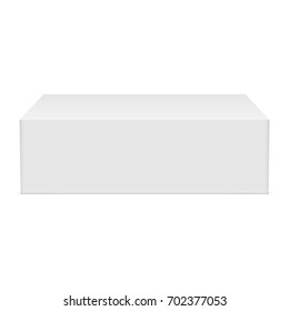 White cardboard rectangular box mockup - front view.  Blank packaging template for mobile phone or gift box isolated. Vector illustration