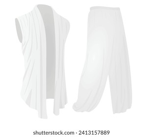 White cardigan vest and pants. vector illustration