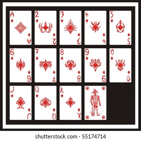 The white cards, diamonds