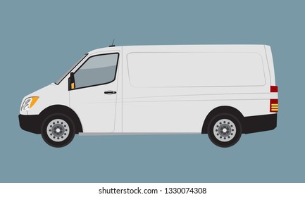 White Cargo Business Van mock up for Brand and Corporate identity. Freight Mini Van Vehicle flat vector illustration.