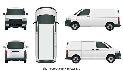 White cargo minivan on a white background - Stock Vector.