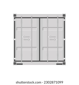 White cargo storage container. Metal container for transportation. Export and import. Vector illustration in flat style. Isolated on white background.