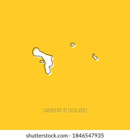 White CARIBBEAN NETHERLANDS country map with black outline on yellow background. Simple geographic territory template concept. Vector ilustration easy to edit and customize. EPS10