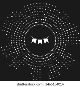 White Carnival garland with flags icon isolated on grey background. Party pennants for birthday celebration, festival and fair decoration. Abstract circle random dots. Vector Illustration