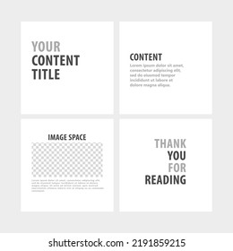 White carousel social media template. Microblog post style. Monochrome social media banner.