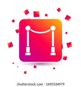 White Carpet with barriers icon isolated on white background. VIP event, luxury celebration. Celebrity party entrance. Square color button. Vector Illustration
