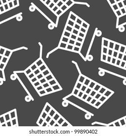 white cart on grey seamless pattern