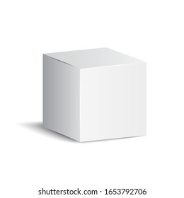 White carton 3d box. White cube. Box package mockup, delivery, shopping sign – stock vector