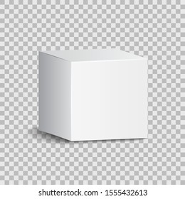 Boîte 3d en carton blanc. Modèle de colis, livraison, panneau d'achat - image vectorielle de stock