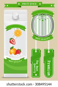 White carton boxes with Label vector visual, ideal for fruit juice or milk. Can drawn with mesh tool. Fully adjustable & scalable. packages design