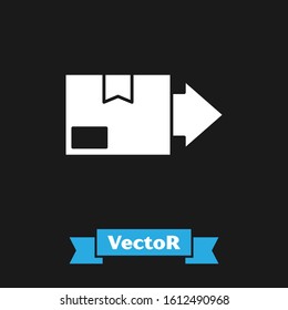 White Carton cardboard box icon isolated on black background. Box, package, parcel sign. Delivery and packaging.  Vector Illustration