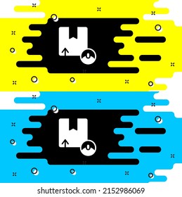 White Carton cardboard box icon isolated on black background. Box, package, parcel sign. Delivery and packaging.  Vector