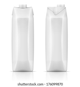 White carton pack template for beverage: juice, milk. Front and side view. Packaging collection. Vector illustration. svg