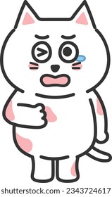 White cartoon cat became whole body itches, vector illustration.