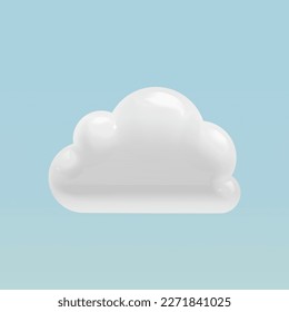 White Cartoon Cloud in 3d Realistic Style. Weather Icon for Web Animations Backgrounds Games Mobile Apps Business Concept. Vector Illustration