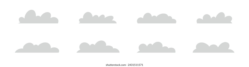 Icono blanco de la nube de la historieta en el fondo, para los gráficos del cielo-tema. Ilustración vectorial plana aislada sobre fondo blanco.