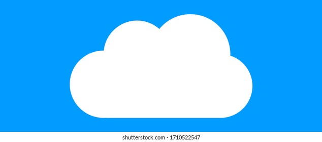 White cartoon cloud isolated on blue background. Cloud for web site, logo design and icon template. Creative modern concept. Cloud vector illustration