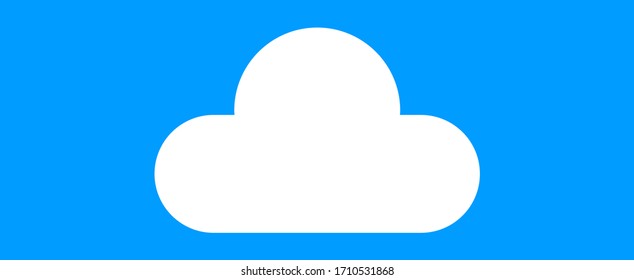 White cartoon cloud isolated on blue background. Cloud for web site, logo design and icon template. Creative modern concept. Cloud vector illustration