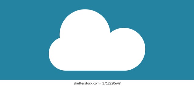 White cartoon cloud isolated on blue background. Cloud for web site, logo design and icon template. Creative modern concept. Cloud vector illustration
