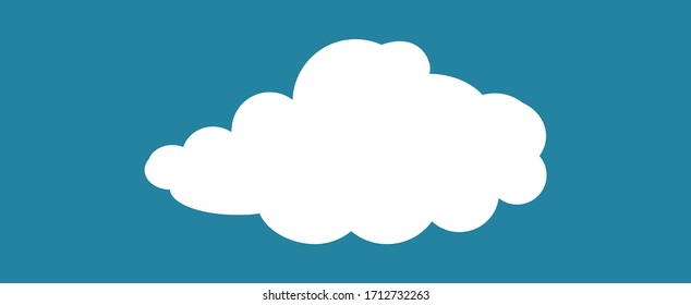 White cartoon cloud isolated on blue background. Cloud for web site, logo design and icon template. Creative modern concept. Cloud vector illustration